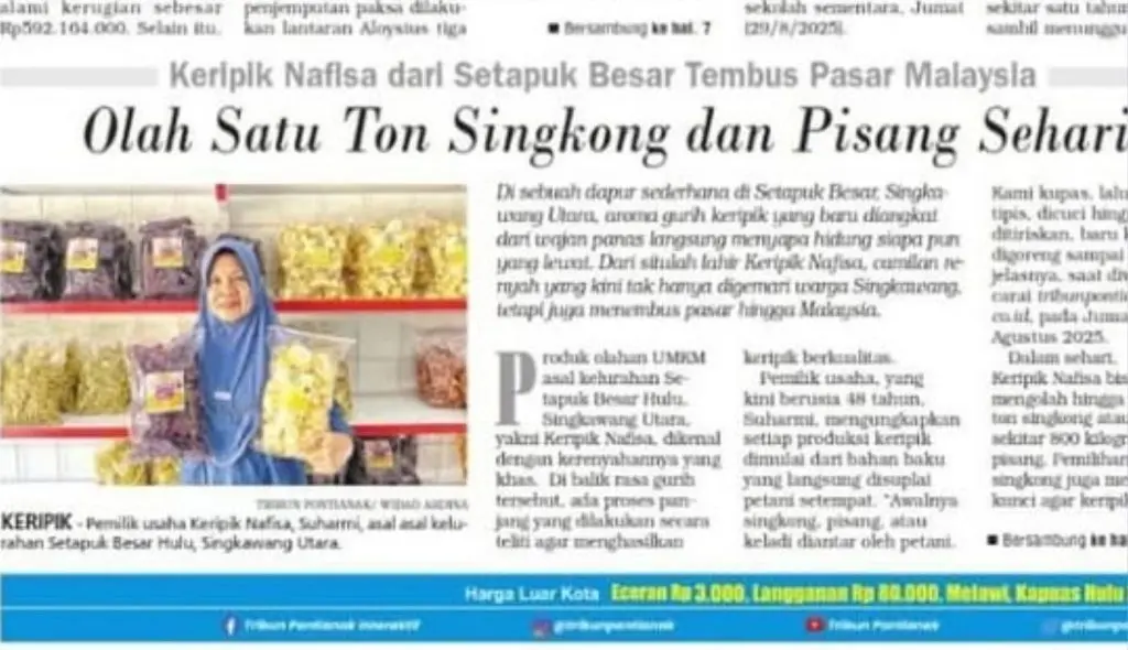 Tribun Pontianak Angkat Cerita Sukses Keripik Nafisa
