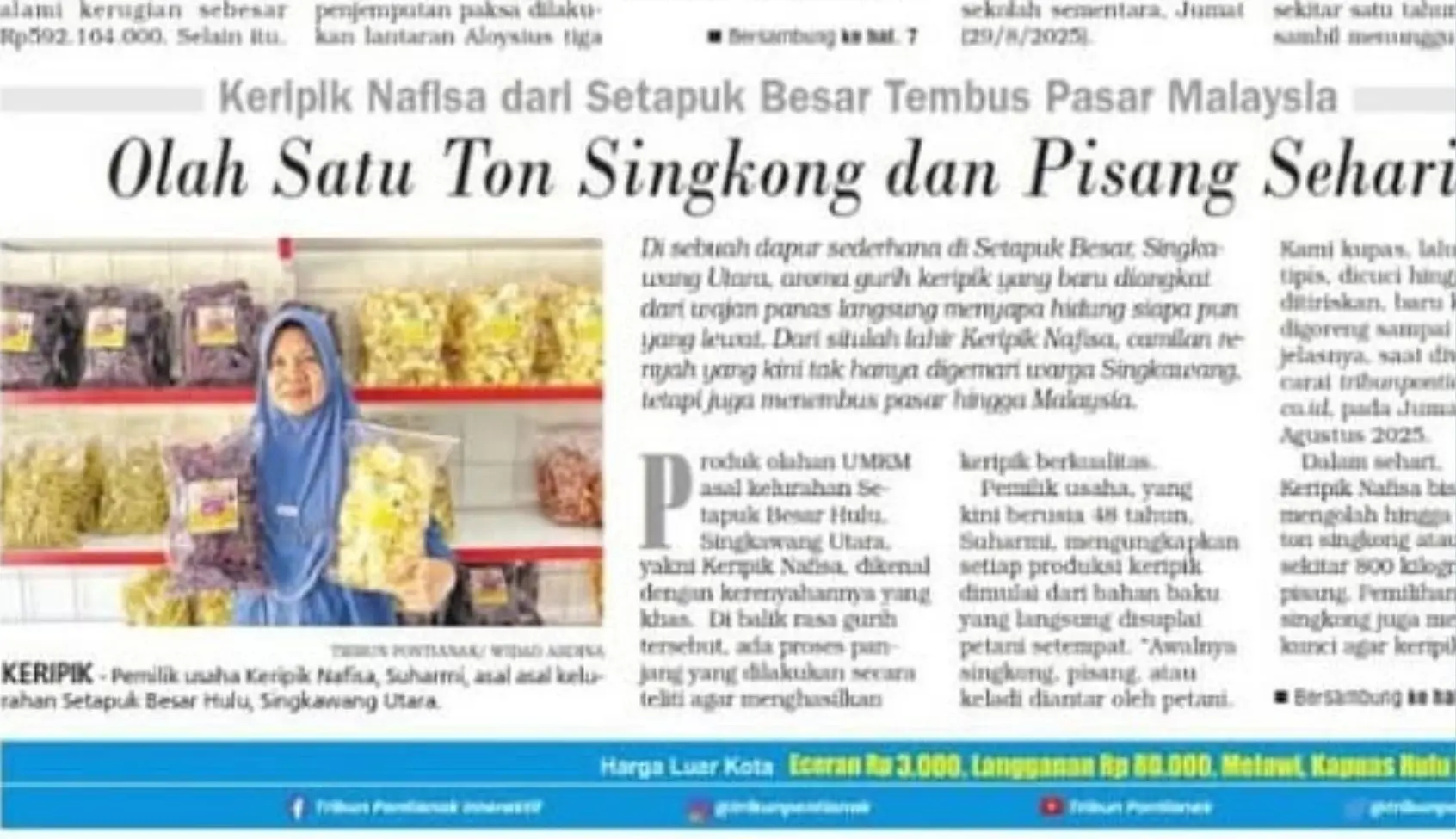 Tribun Pontianak Angkat Cerita Sukses Keripik Nafisa